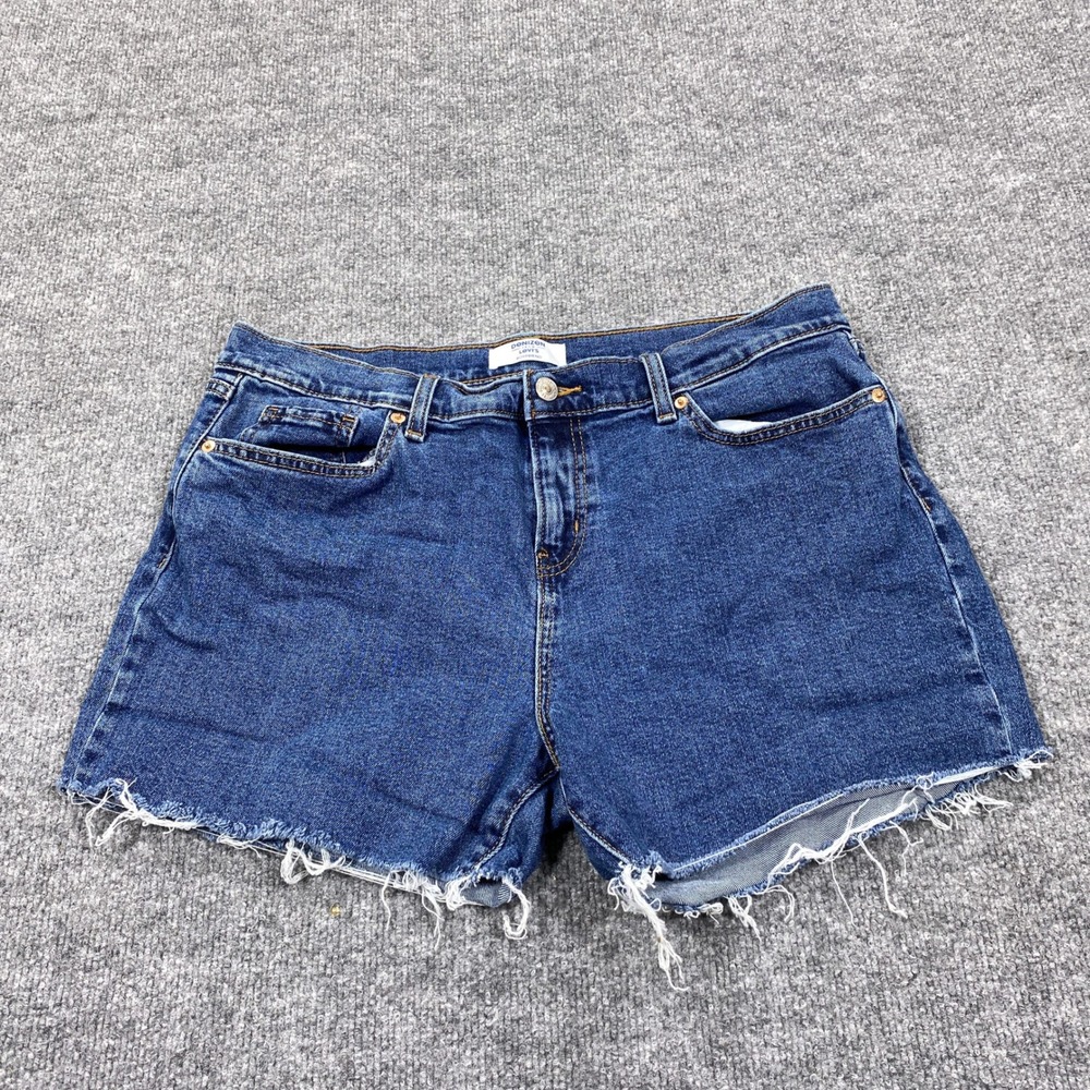 Levis Denizen Shorts Womens 8 Blue Boyfriend Mid Rise Raw Hem Denim Cutoff